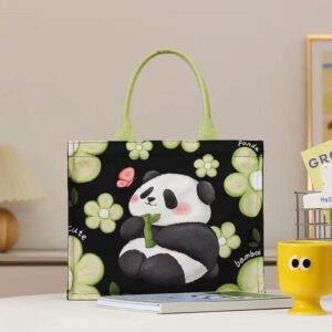 Elegant Panda & Flower Hand Bag